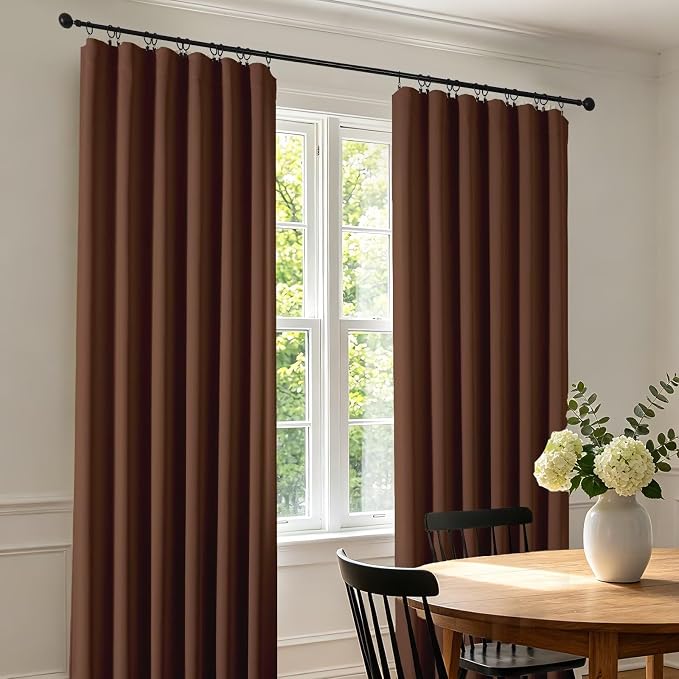 CUCRAF Brown Blackout Curtains 90 inch Length 2 Panels Set, Rod Pocket Room - Image 3