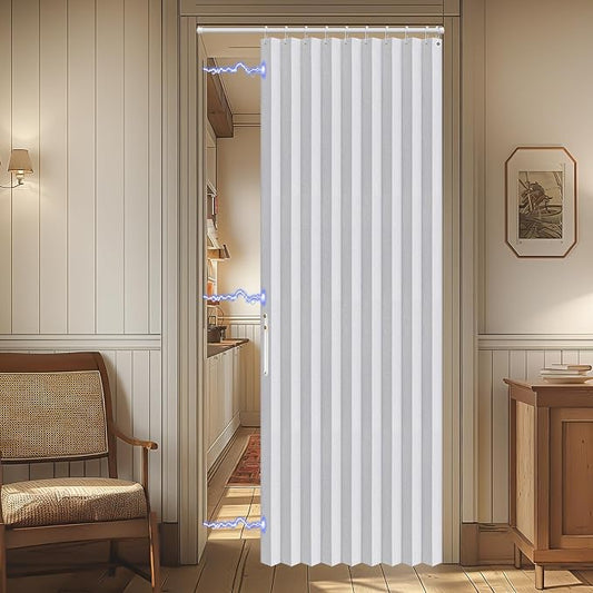 AJAZZ 100% Blackout Accordion Doors Interior Magnetic Door Curtain Closet Door by AJAZZ