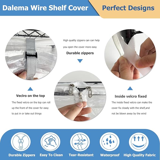 Waterproof Shelf Cover,Durable Dustproof Storage Wire Rack Covers,Outdoor Shelving Covers for Wire Shelves with Zipper 48''x18''x72'',Clear