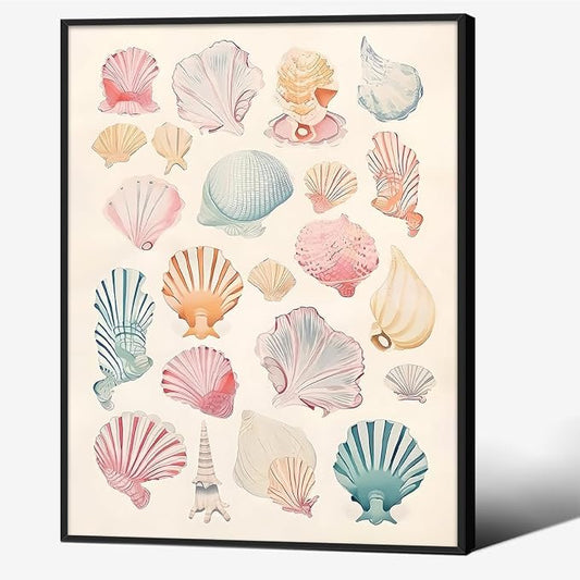 Pink Seashell Posters Coastal Cowgirl Canvas Wall Art Beach House Starfish by Unknown