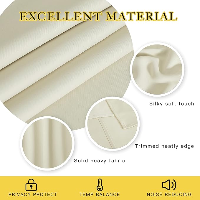 NICETOWN Room Divider Curtain 132 Inches Long, Wide Blackout Sliding Door Curtain for Bedroom, Room Darkening Privacy Window Curtain for Patio Door (1 Panel Set, Beige, 80 x 132 Inch)