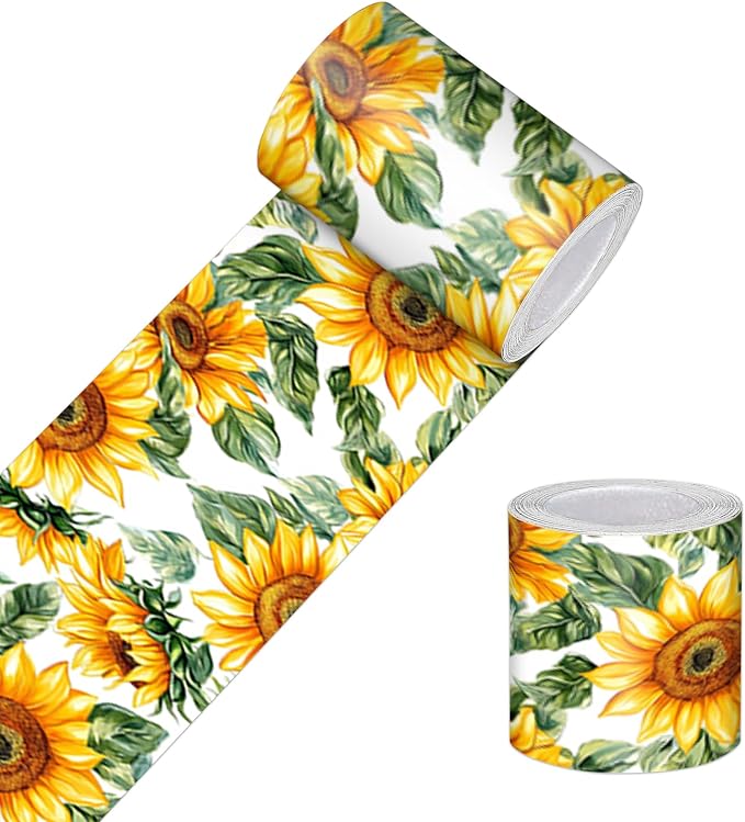 HOMETITUTE Wallpaper Border Peel and Stick Wall Border Sunflower Floral by HOMETITUTE