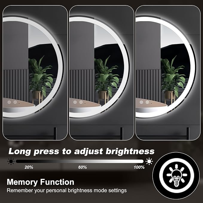 Sweetcrispy 30 Inch Round LED Bathroom Mirror - Image 6