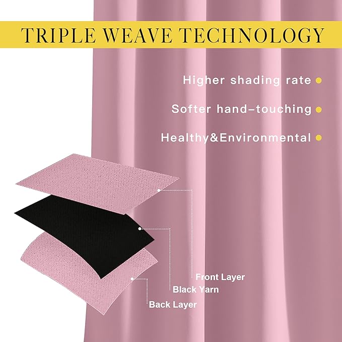 NICETOWN Blackout Curtains & Drapes - Privacy Thermal Efficiency Backdrop Curtains for Bedroom Room Divider Living Room Patio Sliding Glass Door, Wide 80 x Long 144 inch, Rouge Pink, 1 Panel