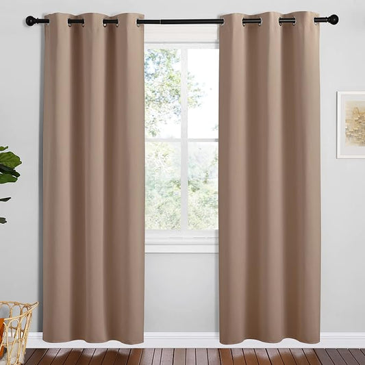 NICETOWN Short Window Curtains and Drapes, 42 by 78 Inch, Cappuccino, Thermal by NICETOWN