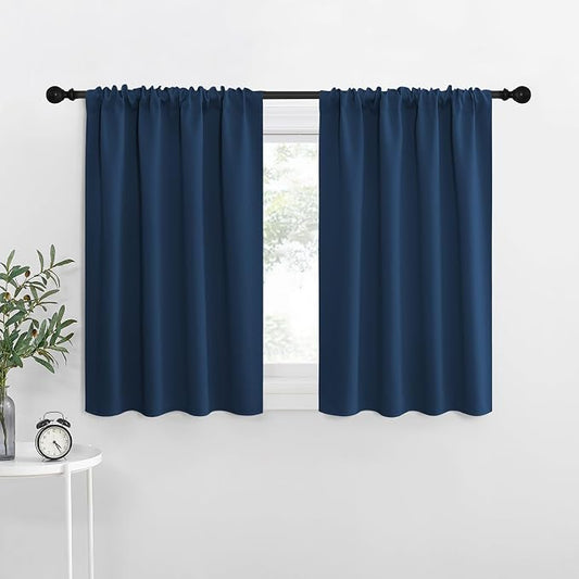 NICETOWN Kitchen Curtains, Moroccan Blue, Short Blackout Curtains & Drapes by NICETOWN