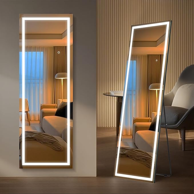 Kosmonia 71x28 Frameless Full Length Mirror, Dimmable 3 Color LED Light - Image 2