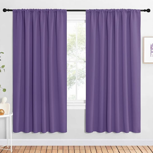 NICETOWN Bedroom Window Curtain Panels, Lilac Purple, 2 Panels, 62 in x 72 in by NICETOWN