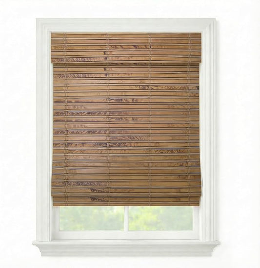 Cordless Woven Wood Roman Shades, 71W x 48H, Winthrop Camel, Sizes 20-72 Wide by FirstRateBlinds