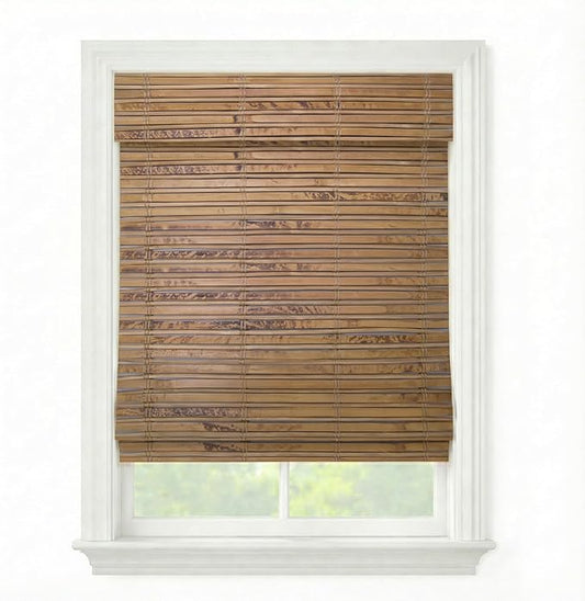 Cordless Woven Wood Roman Shades, 68W x 72H, Winthrop Camel, Sizes 20-72 Wide by FirstRateBlinds
