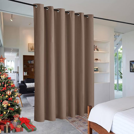 RYB HOME Extra Wide Curtains Room Divider, Privacy Partition Blackout Thermal by RYBHOME
