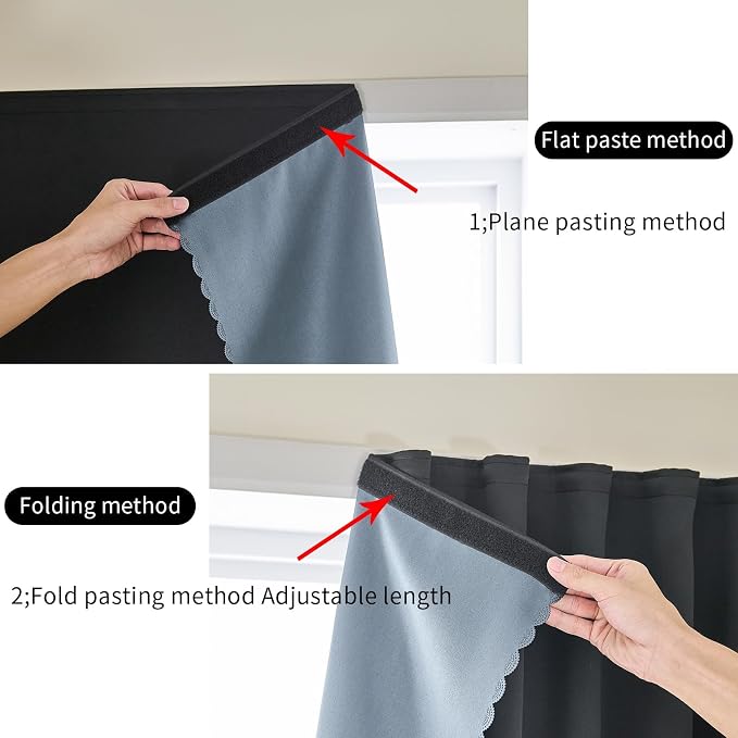 AJAZZ 100% Blackout Shades Window Cover Self Adhesive Curtains Sticky Curtain - Image 5