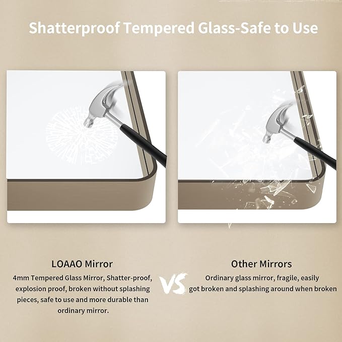LOAAO 40”X36” Bronze Bathroom Mirrors - Image 7