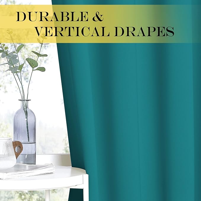 NICETOWN Blackout Patio Curtains 100 x 144 Inches Long for Sliding Door Extral Wide Blackout Curtain Panels Thermal Insulated Room Divider - Grommet Top, 100" W x 144" L, 1 Panel, Peacock Teal
