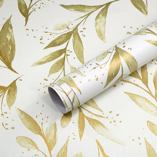 Livebor Leaf Peel and Stick Wallpaper Olive Leaf Contact Paper 17.7in x 393.7in by LiveborDirectWallpaper