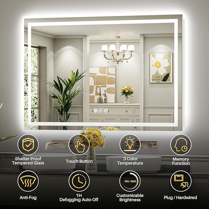 Briivue 60x28 Inch LED Bathroom Mirror - Image 2