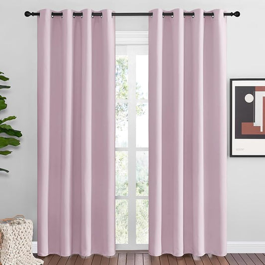 NICETOWN Baby Pink Blackout Curtains 86 inches Length by NICETOWN