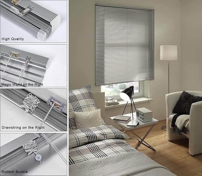 YIIBAII Mini Blinds Suitable for 47.5" W x 64" H Windows 1" Aluminum Horizontal - Image 3