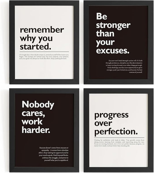 DSHFG Motivational Office Pictures Wall Decor Prints Set of 4, 8x10 Unframed by Unknown
