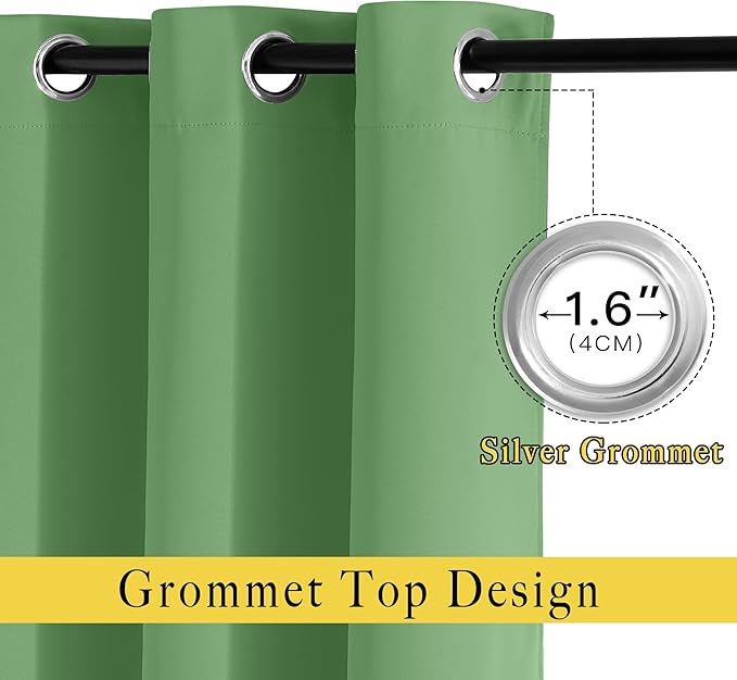 NICETOWN Blackout Curtains 84 Inch Length, Thermal Insulated Curtains for Bedroom Grommet Energy Saving Room Darkening Drapes for Living Room Window, 1 Panel, Froest Green, 66" W x 102" L
