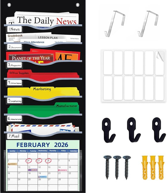 ALSLEA Hanging File Organizer 8 Pockets 15¾”W Legal/ Letter Size Paper Organizer by ALSLEA