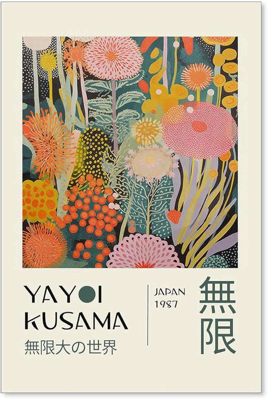 Abstract Yayoi Kusama Posters Japanese Wall Art Vintage Tokyo Aesthetic Prints by Unknown