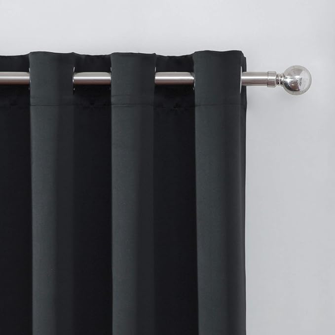 LEMOMO Black Blackout Curtains 52 x 63 Inch Length/Set of 2 Curtain - Image 6