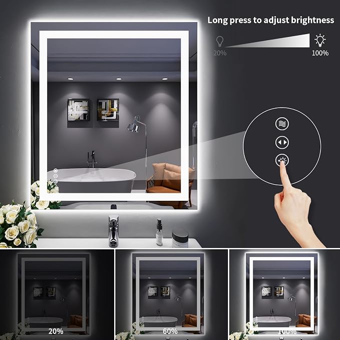 LOAAO 32"X36" LED Bathroom Mirror - Image 4