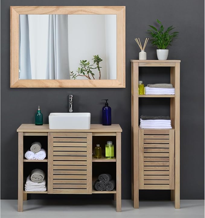 AAZZKANG Rustic Mirrors for Wall Rectangle Wood Frame Mirror Large 26"x18" - Image 6