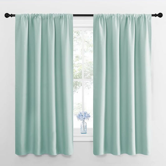 NICETOWN Window Curtains for Bedroom, Aqua Blue, 2 Panels, W42 x L48 -Inch by NICETOWN