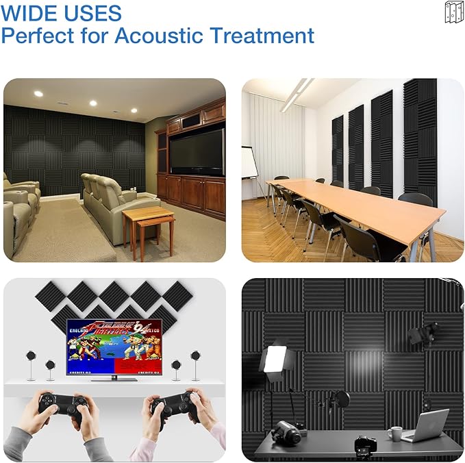 12 Pack Acoustic Panels Self-Adhesive, Acoustic Foam Wedges High Density - Image 5