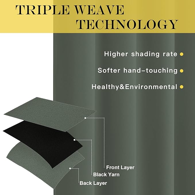NICETOWN Patio Blackout Curtain Panels - Extra Wide Sliding Door Thermal Insulated Drape, Privacy Room Divider Curtain for Bedroom Office (Dark Mallard, 66 x 118 Inch Long)