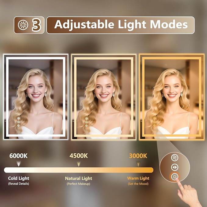 60x36 Inch LED Lighted Bathroom Mirror - Image 6