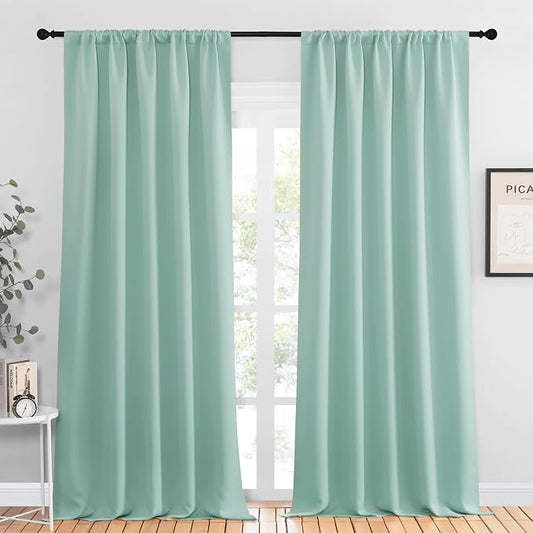 NICETOWN Blackout Curtains for Living Curtains, Aqua Blue, 2 Panels, 52 by 95 by NICETOWN
