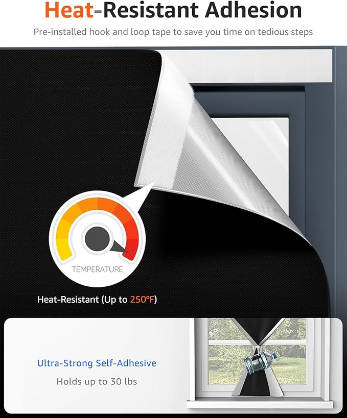 Sumobaby Blackout Curtains Portable 15"x60", NoDrill Black Out Window Cover - Image 3