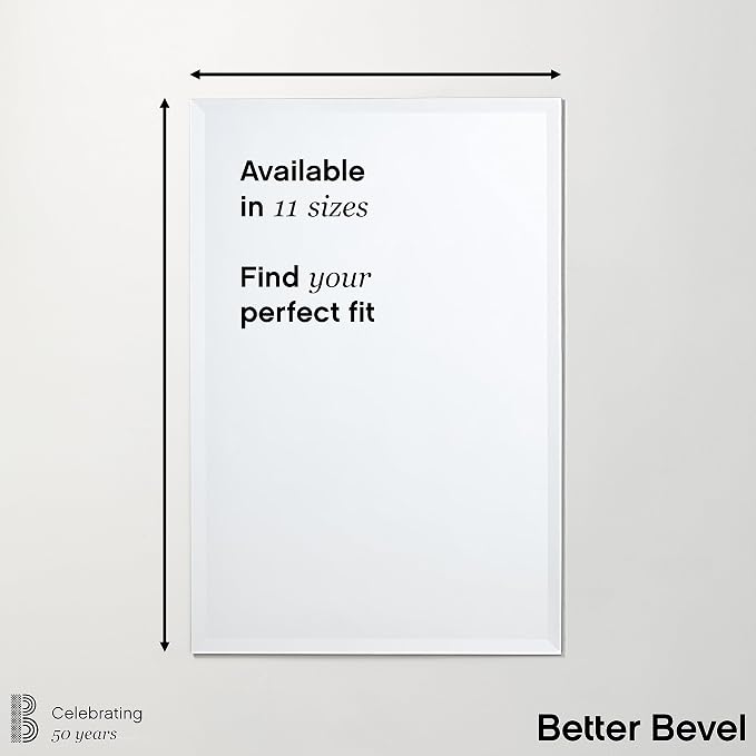 Better Bevel Frameless Rectangle Mirror, 22.5" x 34.5" Bathroom Wall Mirror - Image 5