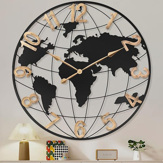 36 Inch Extra Giant Oversized Black Metal Wall Clock, Large Modern Decorative by Pytha+Sight