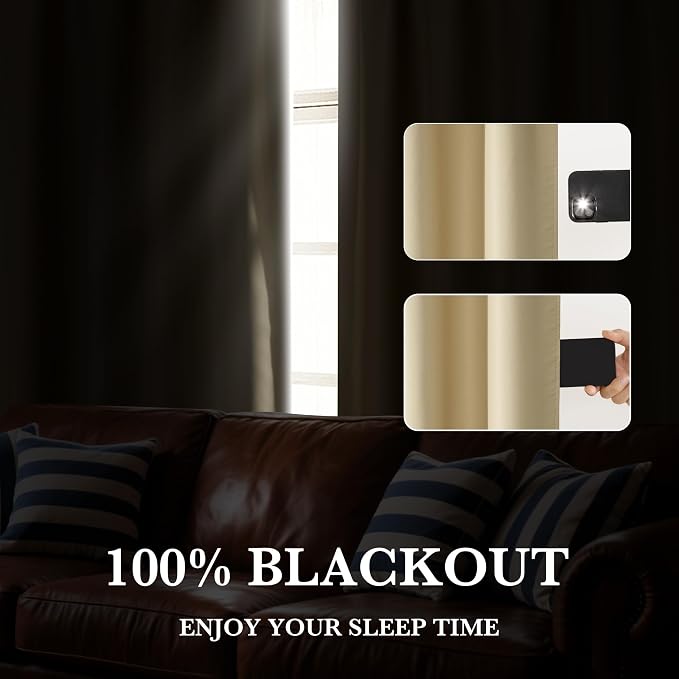 RYB HOME 100% Blackout Short Curtains - Image 4