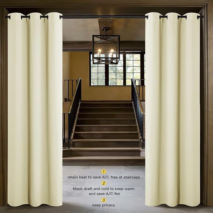 NICETOWN Beige Door Curtain for Doorway Privacy, Curtains 120 Inch Length - Image 2