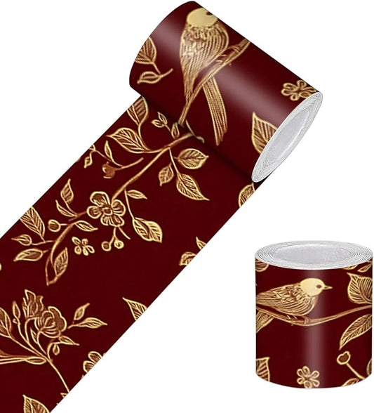 HOMETITUTE Wallpaper Border Peel and Stick Vintage Bird Motif Decorative Wall by HOMETITUTE