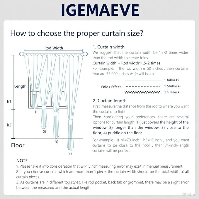 IGEMAEVE Custom Curtains for Bedroom Customsize, Grommet Light Blocking Drapes - Image 8