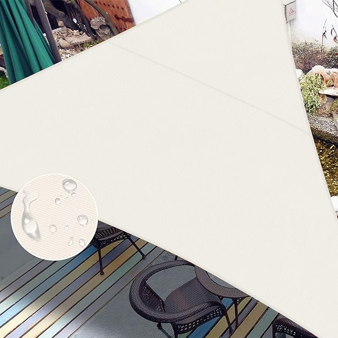LOVE STORY Triangle 15'x15'x15' Waterproof Sun Shade Sail Canopy UV Block for Outdoor Patio Backyard Carport,Cream(We Make Custom Size)