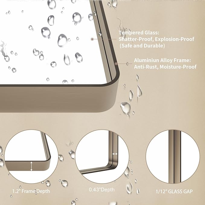 LOAAO 22”X30” Bronze Bathroom Mirrors - Image 5