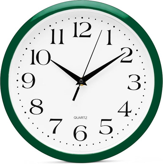 Bernhard Products Hunter Green Wall Clock Silent Non Ticking by BernhardProducts