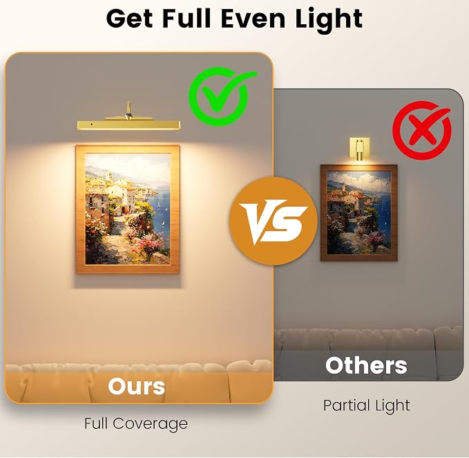 Corless Picture Lights 2 Pack, 4400mAh Battery Operated Wirelesss Wall Lights - Image 3