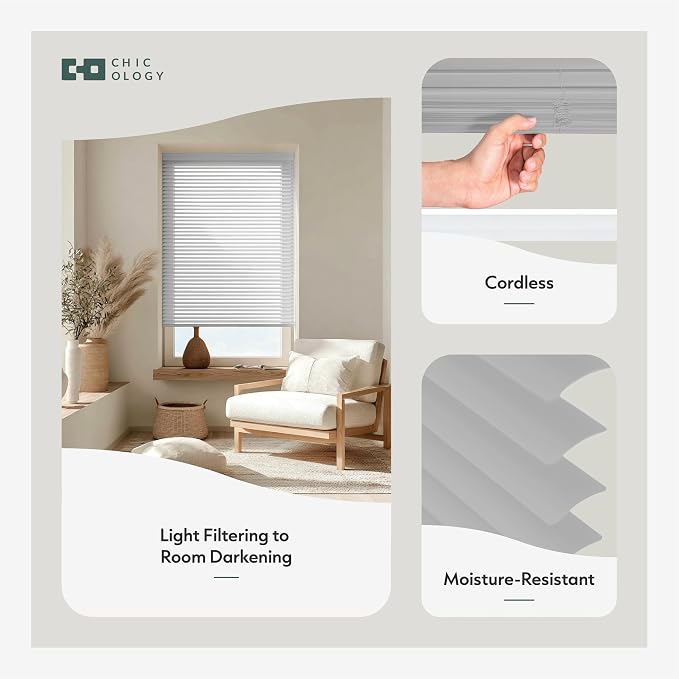 CHICOLOGY Cordless Mini Blinds for Indoor Windows, 46.25" W x 48" H, Light - Image 2