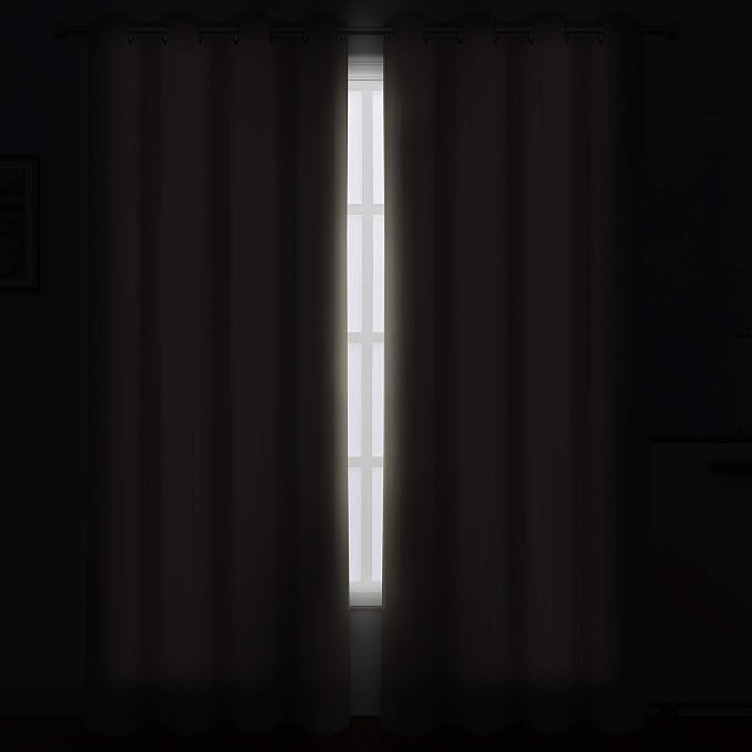 LEMOMO Beige Blackout Curtains/52 x 108 Inch/Set of 2 Panels Room Darkening - Image 3