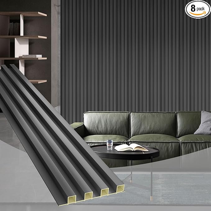 OUZUGIE WPC Acoustic Slat Wall Paneling, Living Room, TV Background, Study Room by OUZUGIE