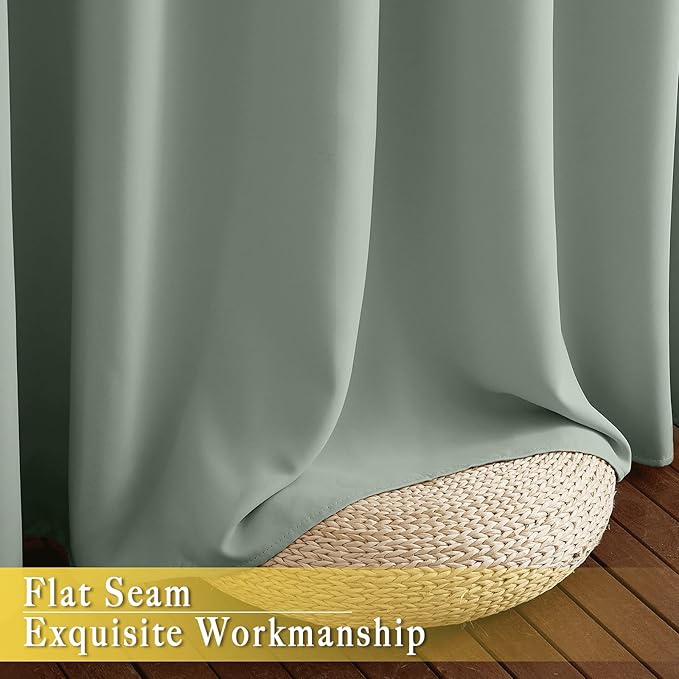 NICETOWN Blackout Sage Green Curtain for Classroom, Thermal Insulated Grommet Room Darkening Window Treatment Sound Reducing for Bedroom/Home Office, 1 Panel, W46 x L63