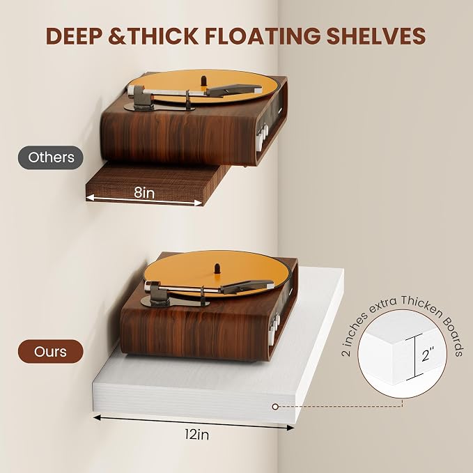 Vivelove 2" Thick Floating Shelves, 47.2 Inch X 12 Deep Shelves - Image 5